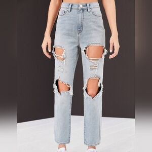 BDG Urban Outfitters Mom High-Rise Denim Jeans Distressed Cutout High-Waisted 27